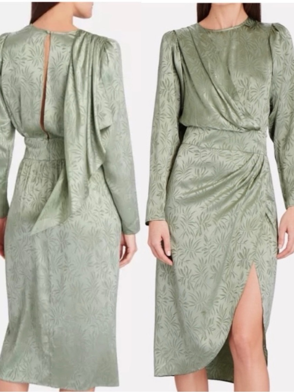 NWT RONNY KOBO JADE LEAF JACQUARD MIDI DRESS